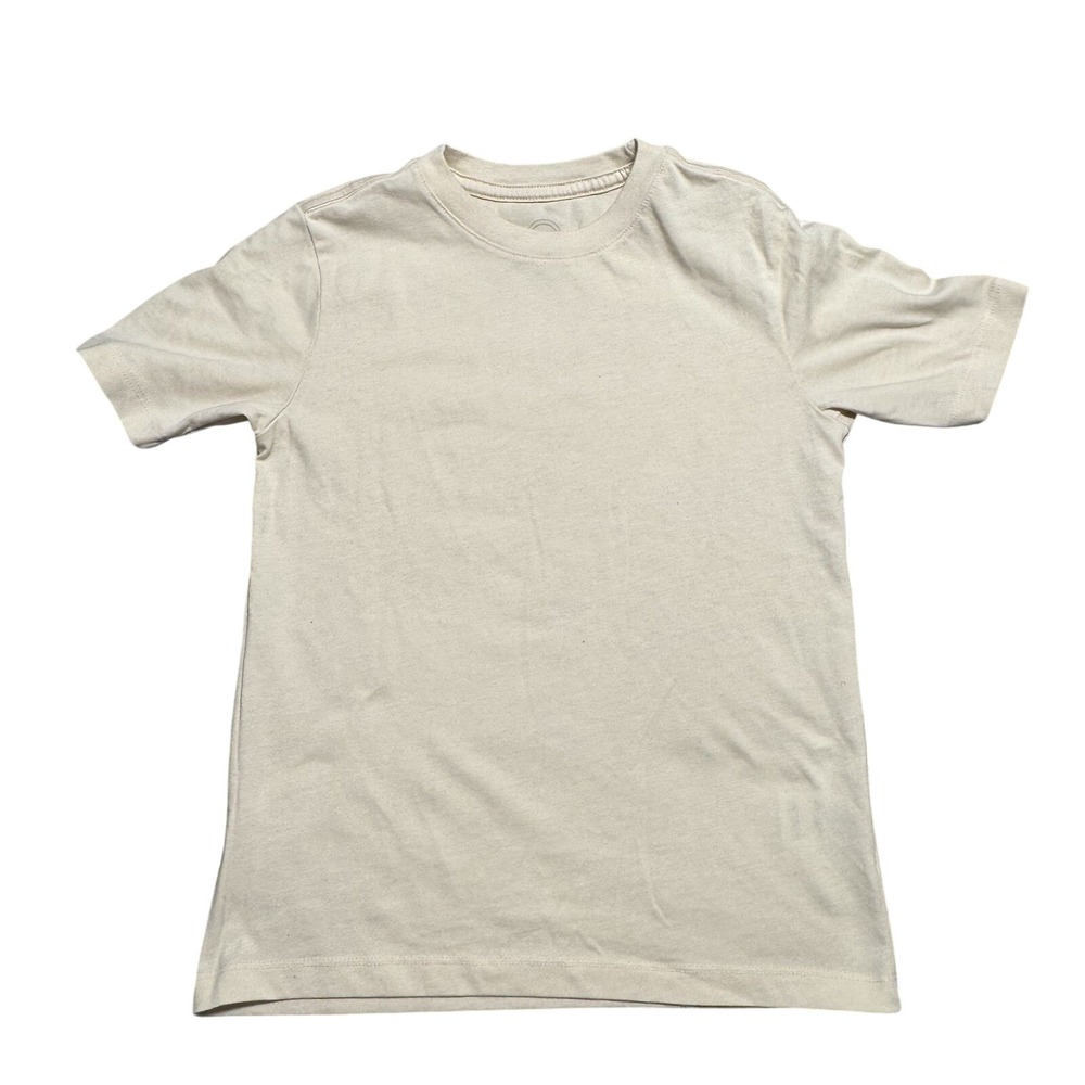 Wonder Nation Boys Short Sleeve Crew Neck T-Shirt Oatmeal Beige Size S 6-7